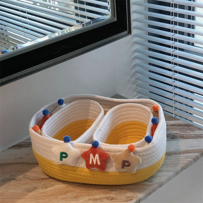 《5043》卡通毛絨立體星星棉繩編織收納籃