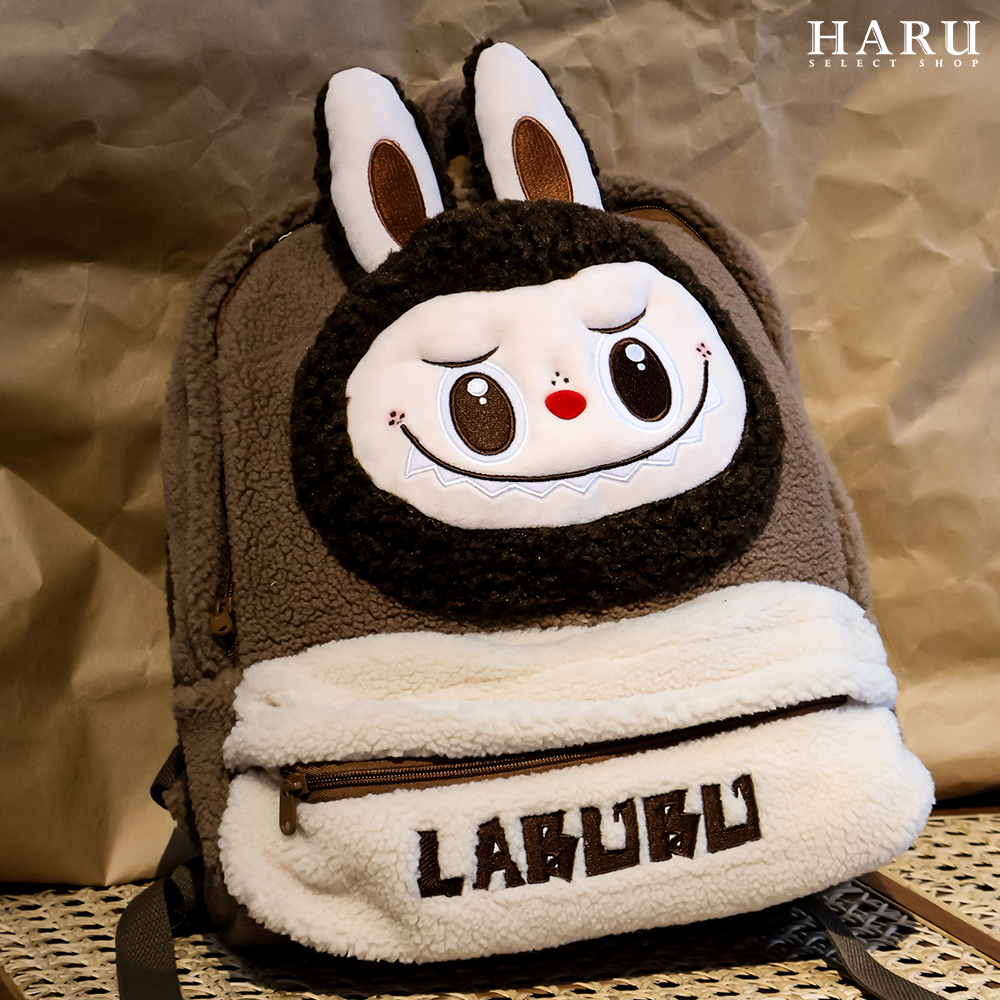 🎪樂園限定🎪 POP MART POPMART 泡泡瑪特 LABUBU 羊羔絨雙肩包 後背包 棕色