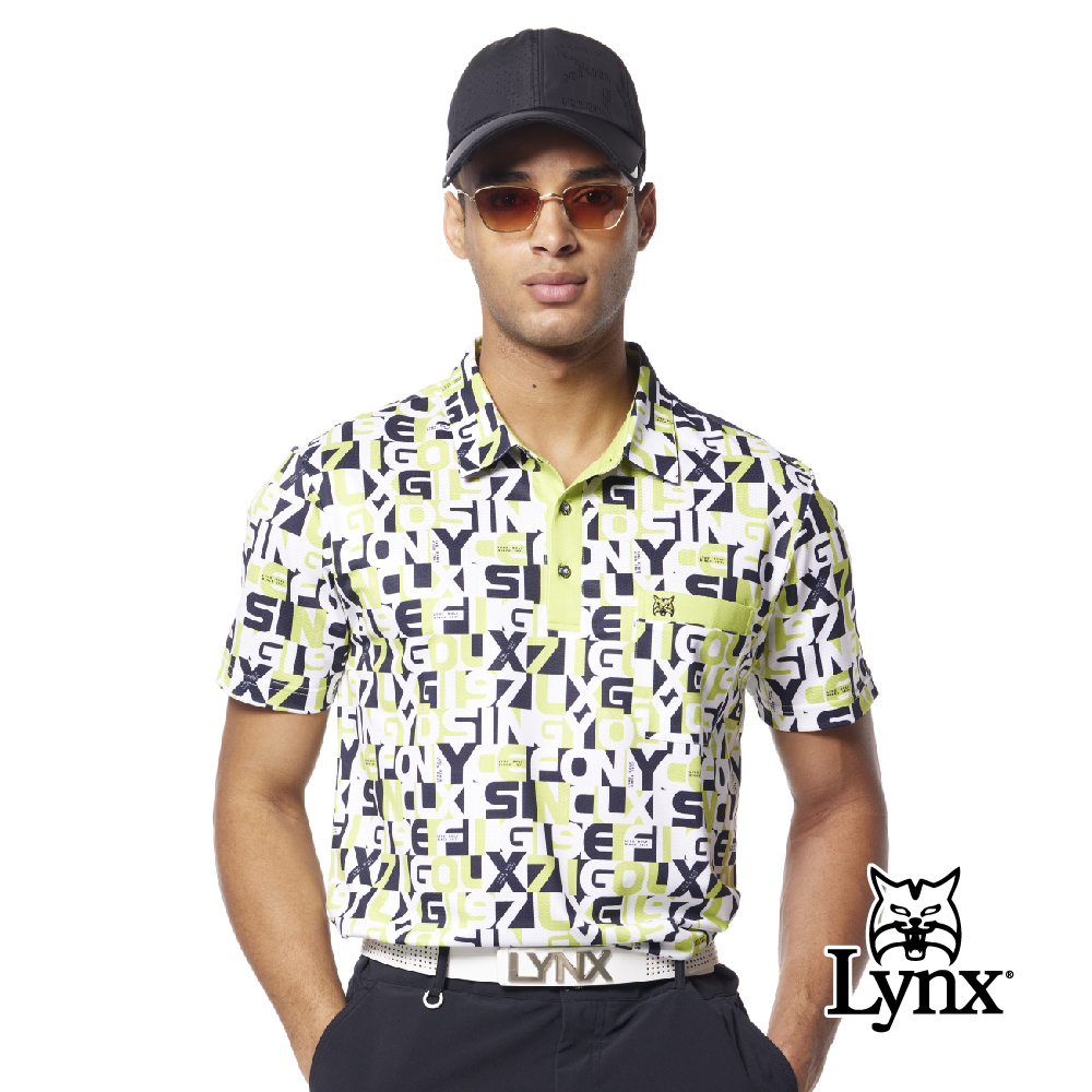 【Lynx Golf】吸排水波紋組織布Lynx字樣印花胸袋POLO衫/高爾夫球衫