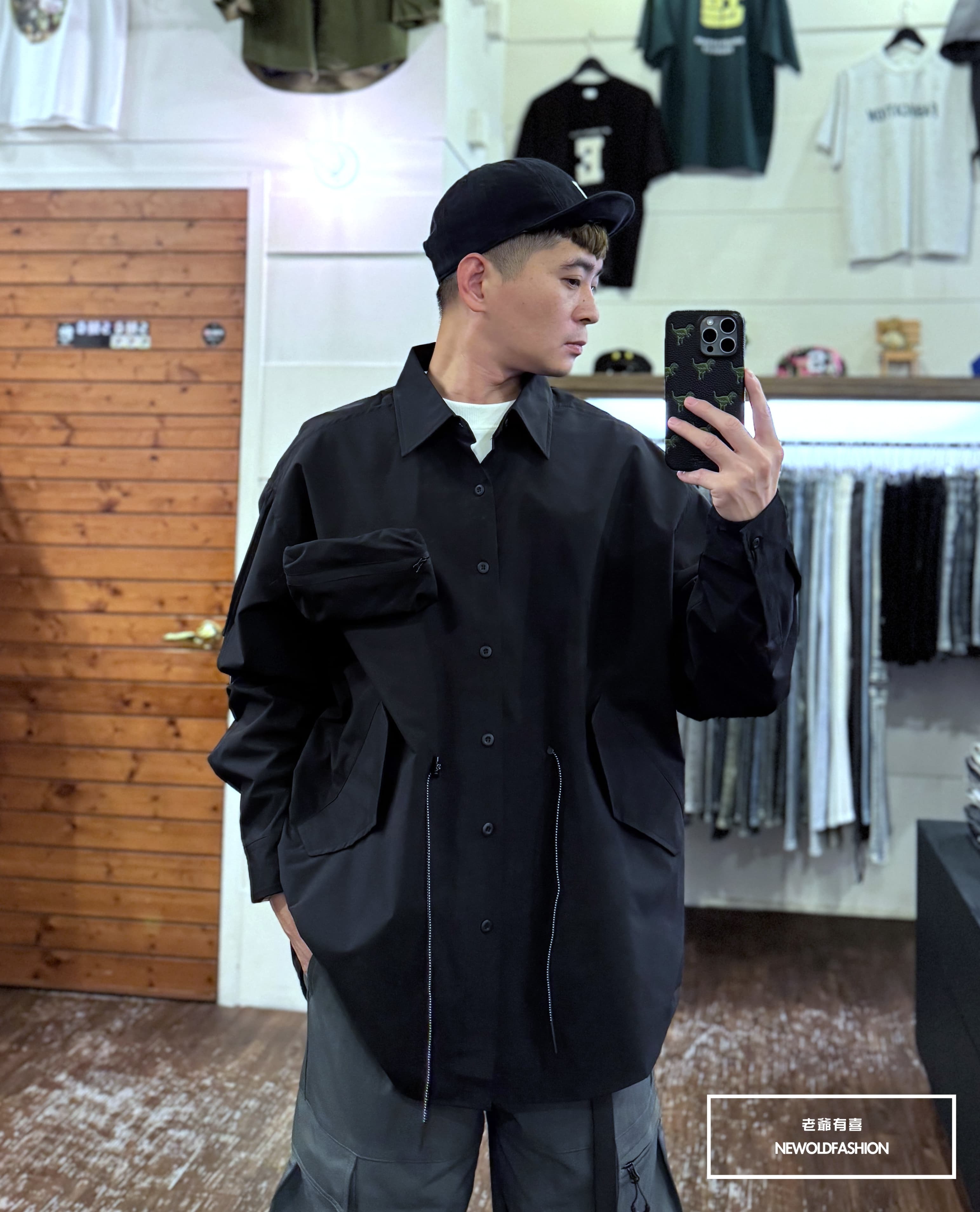 『新品上市』重磅魔鬼粘拼接口袋外套-黑(NOF24091001)