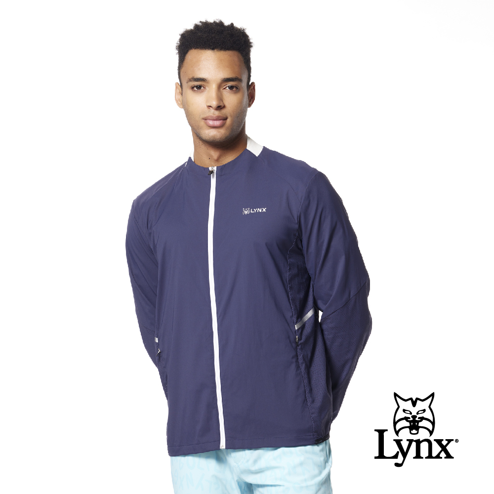【Lynx Golf】吸排輕薄網布剪接反光貼膜拉鍊口袋外套