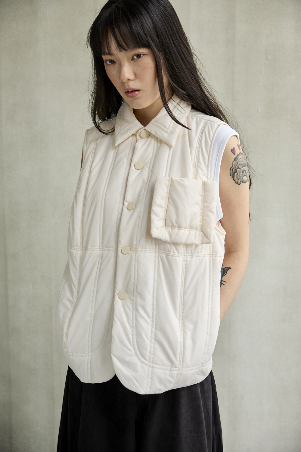 絎縫鋪棉口袋造型背心