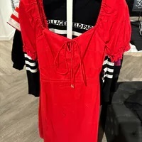 [S] KARL LAGERFELD SHORT SLEEVED TIERED MAXI DRESS,CORDIAL RED, LD4ENE06-HKE, [FINAL SALE] (SKL1139)