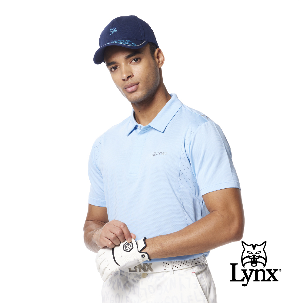 【Lynx Golf】合身版吸排透氣異材質剪裁貼膜POLO衫/高爾夫球衫