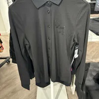 [S] KARL LAGERFELD LONG SLEEVE POLO,BLACK, L4HH7885-BLK [FINAL SALE] (SKL1140)