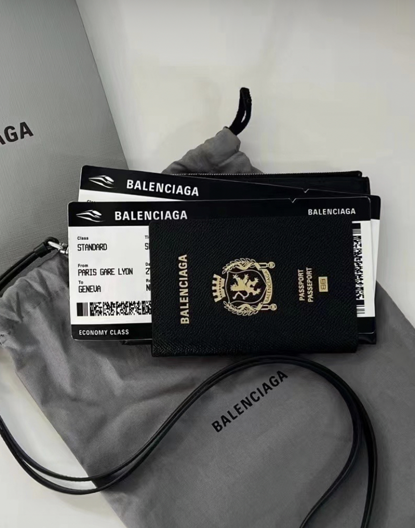 BALENCIAGA 男士黑色 護照套 手機套