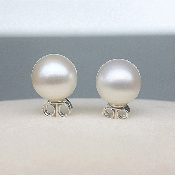 韓國JK 新款南洋貝珠8MM鍍銀耳針耳釘 J0846