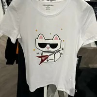 [S] KARL LAGERFELD ROCKER CHOUPETTE TEE,WHITE, L4WHC038-WHT [FINAL SALE] (SKL1146)