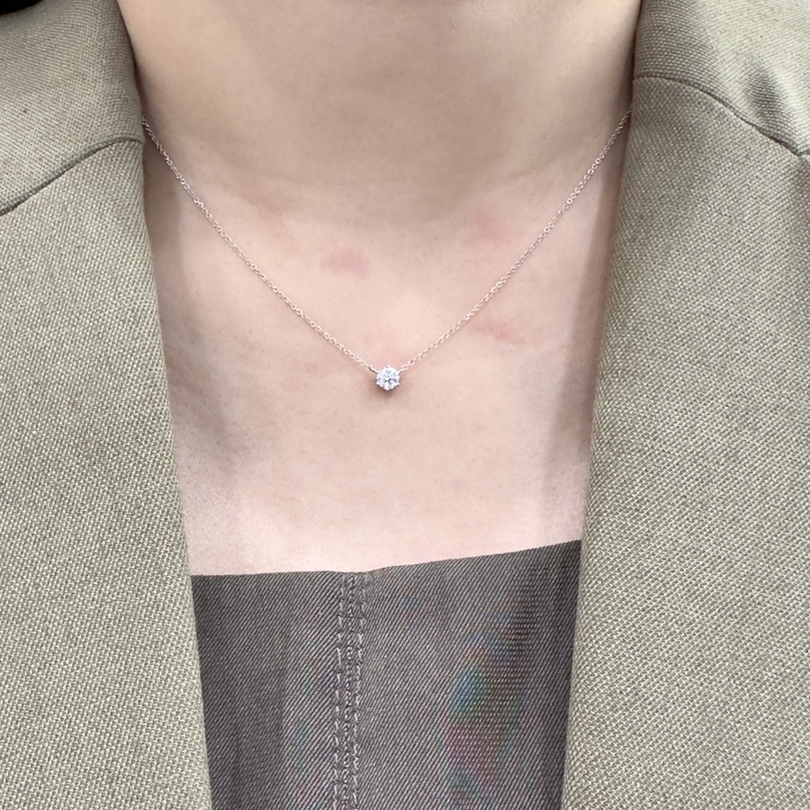 18K金23份6爪清鑲鑽石頸鏈