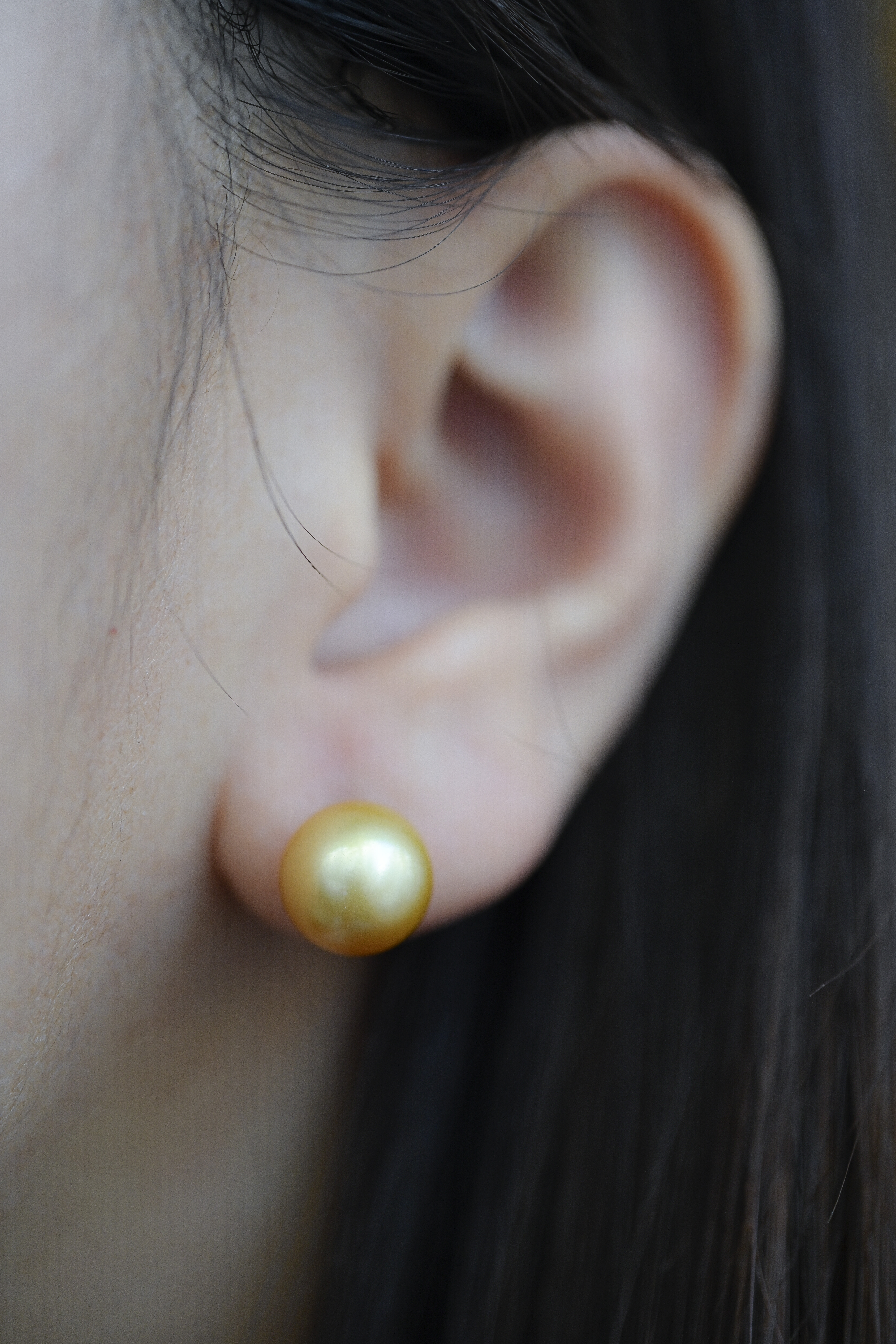 真科研證書 茶金金珠10.0mm earrings