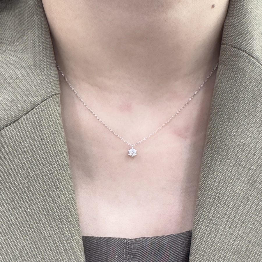 18K金25份六爪清鑲鑽石頸鏈