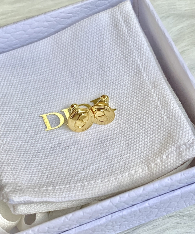 DIOR Earrings 小銅牌 CD 耳環