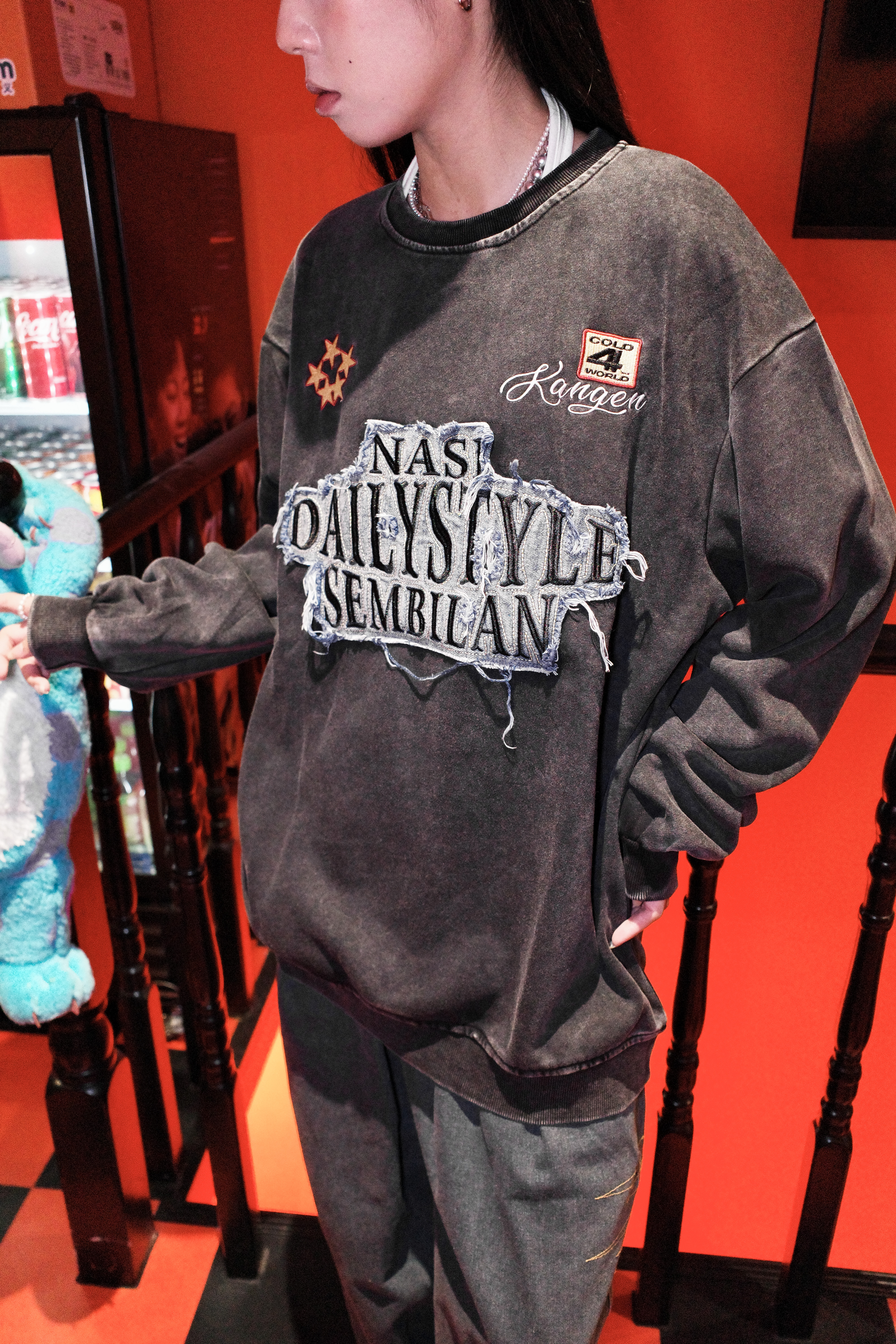 『Always_Good』做舊 刺繡貼布 水洗 長TEE