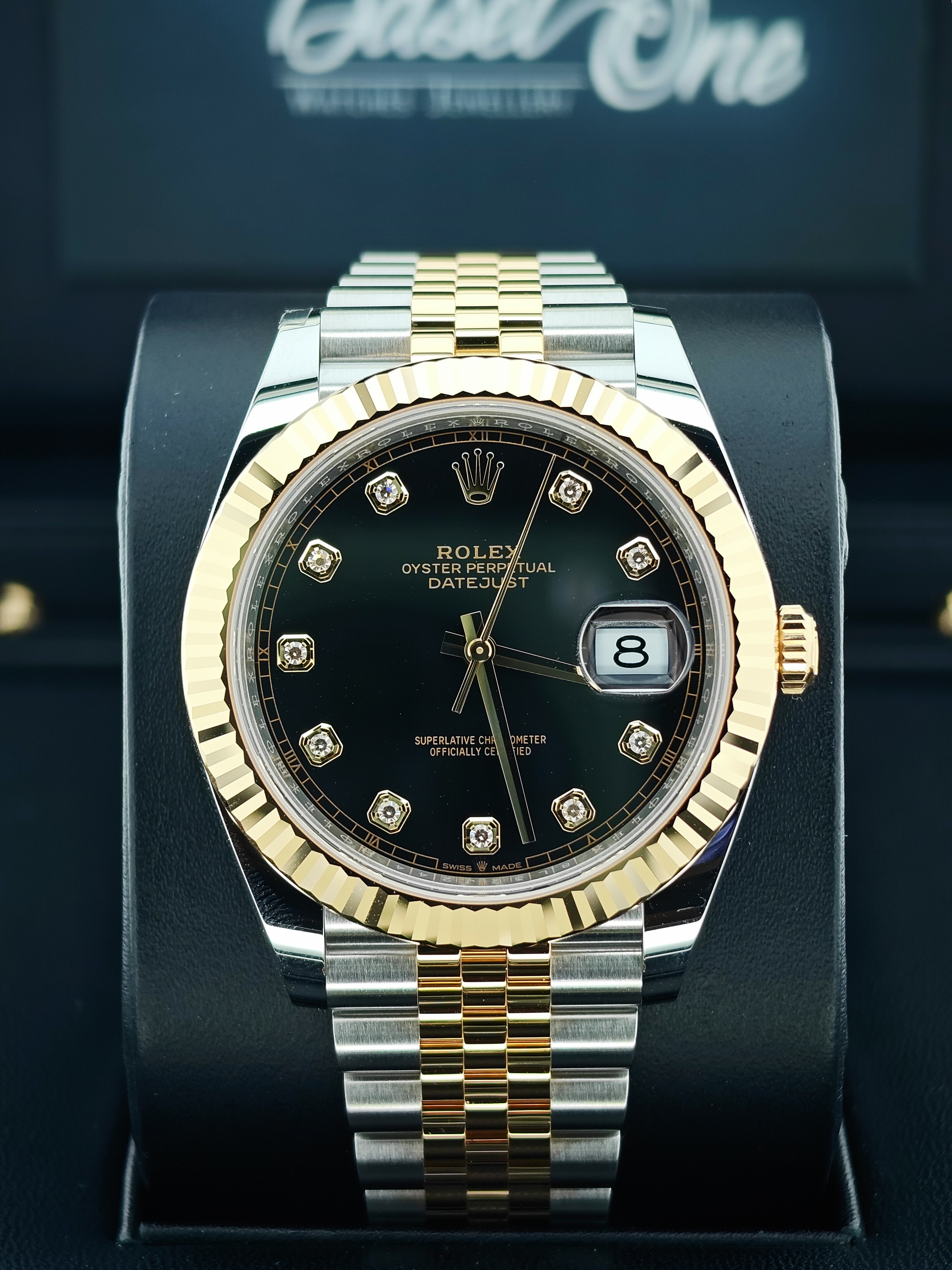 BRAND NEW ROLEX 126333g 126333 BLACK DIAL WITH DIAMOND YELLOW GOLD AND STEEL DATEJUST JUBILEE 41 MM