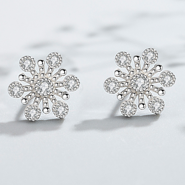韓國JK 新款時尚風花雪月物語雪花鍍銀耳飾 J0857
