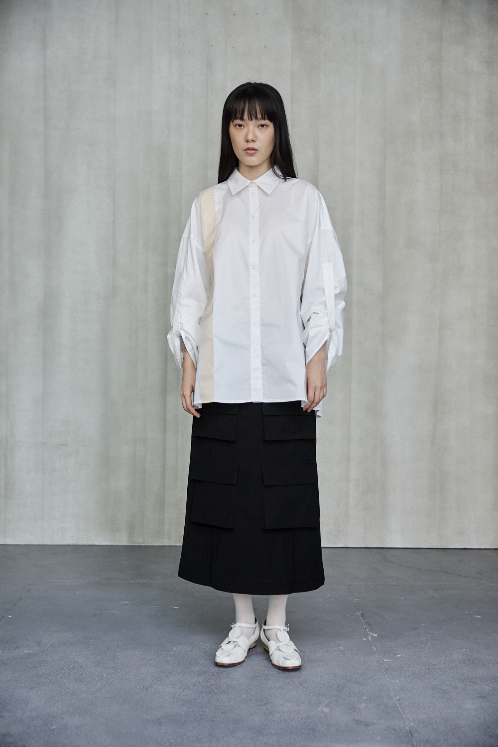 拼接織帶紗設計襯衫