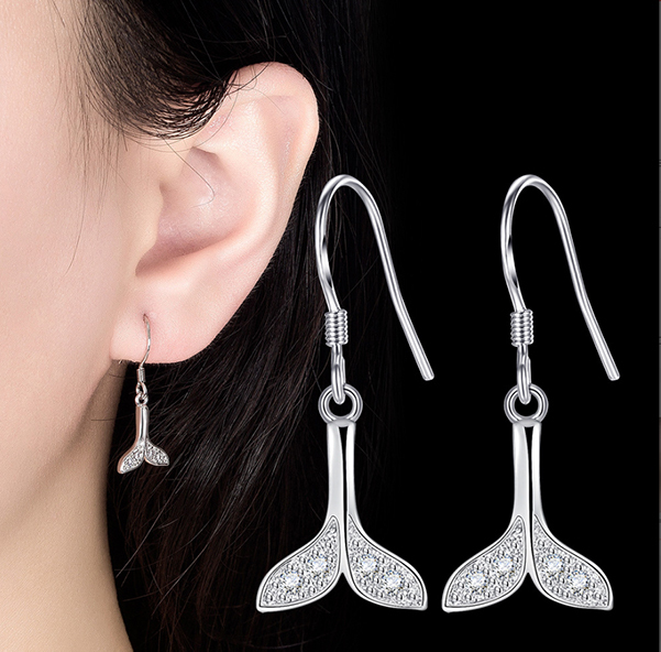 韓國JK 新款美人魚尾耳飾品耳墜鍍銀耳飾 J0860