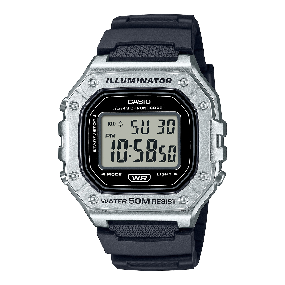 Casio W-218HM-7A 50m防水 跳字 電子錶 膠錶