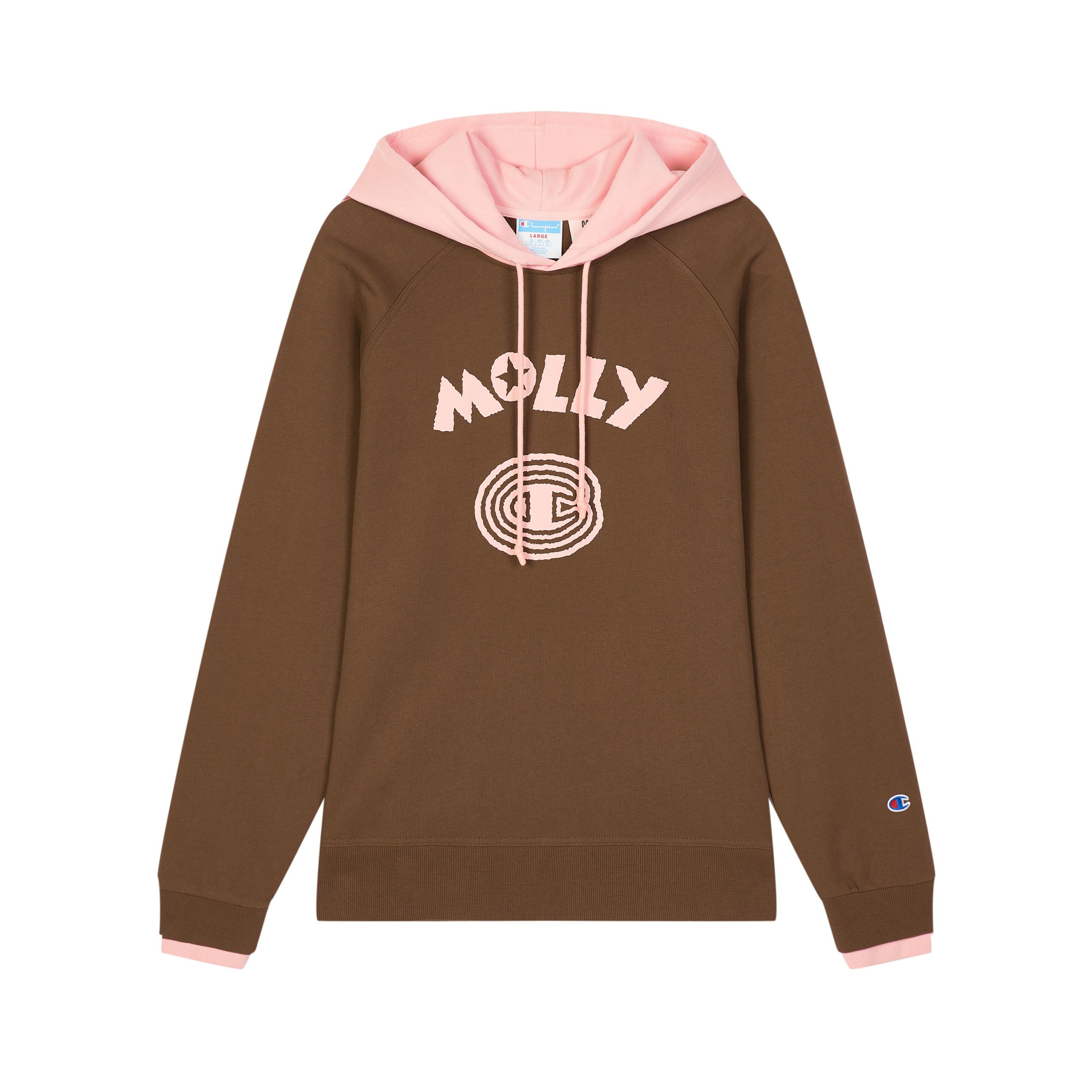 Champion x POP MART MOLLY 瞬間超能力 男女同款 帽TEE(咖/粉)