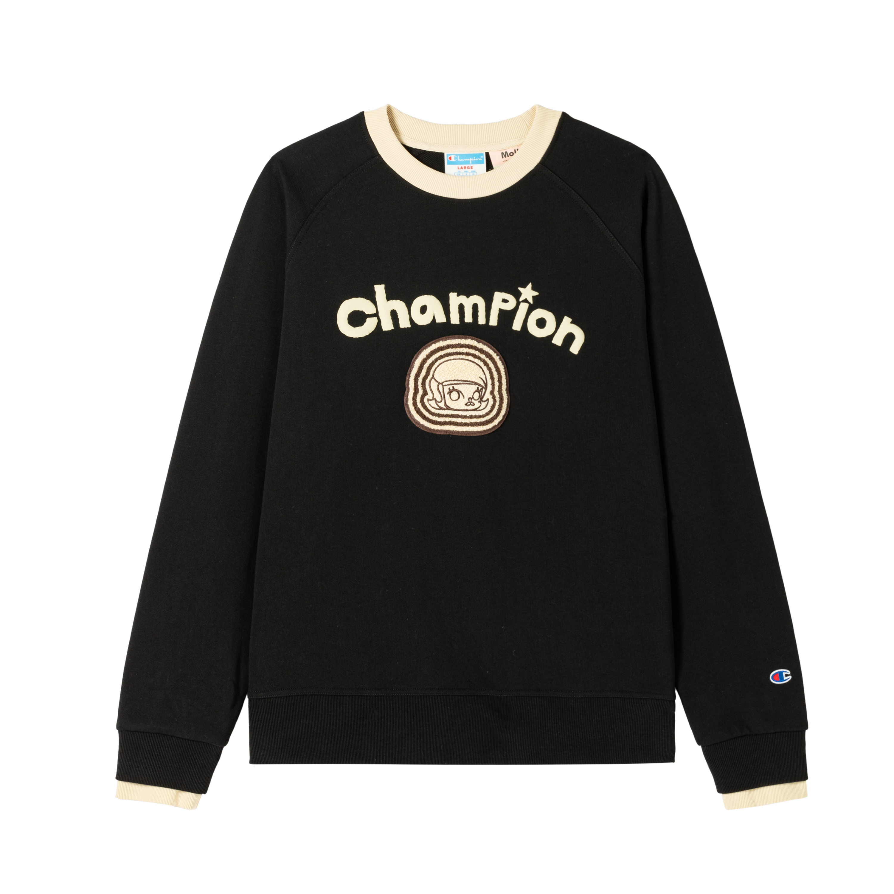 男女款-Champion x POP MART MOLLY 瞬間超能力大學TEE-黑色（GF042HS24-BKC）