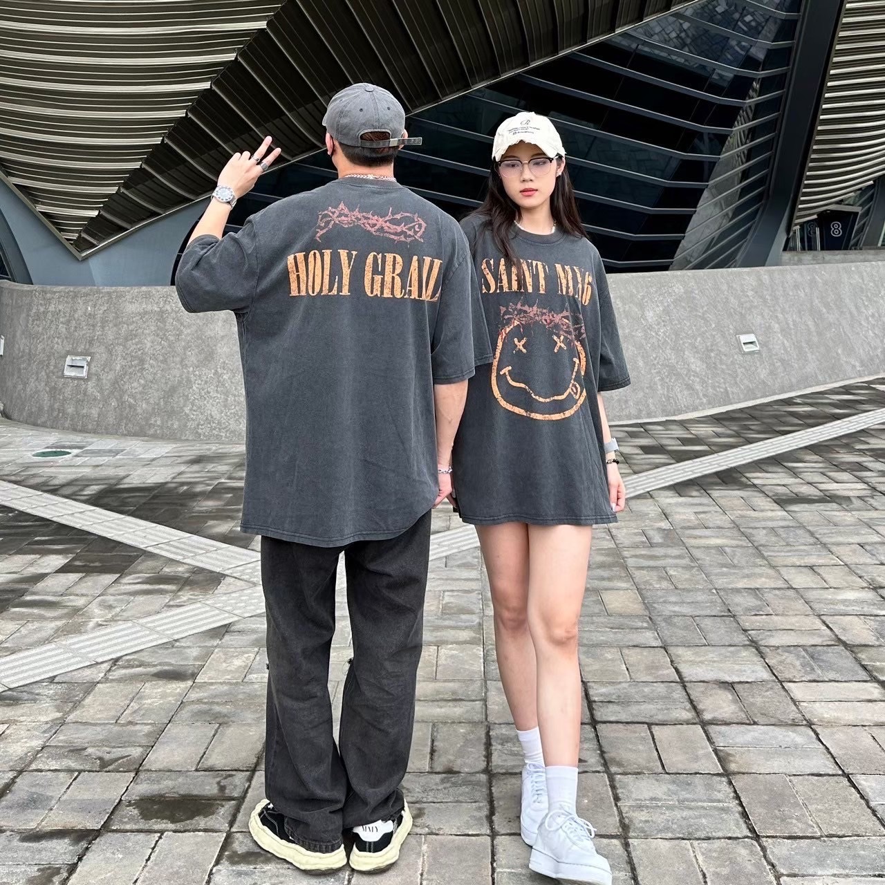 (GOAL) AWRA SAINT MX6 橘色萬聖節  鬼臉做舊短T