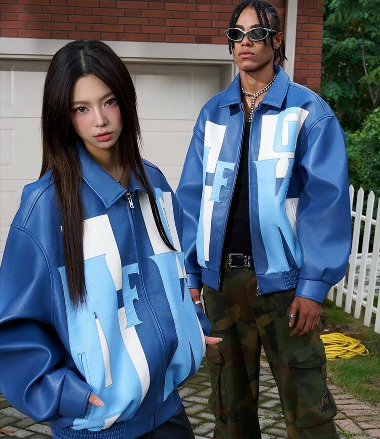 AFGK 大字母拼接撞色皮衣 A FEW GOOD KIDS