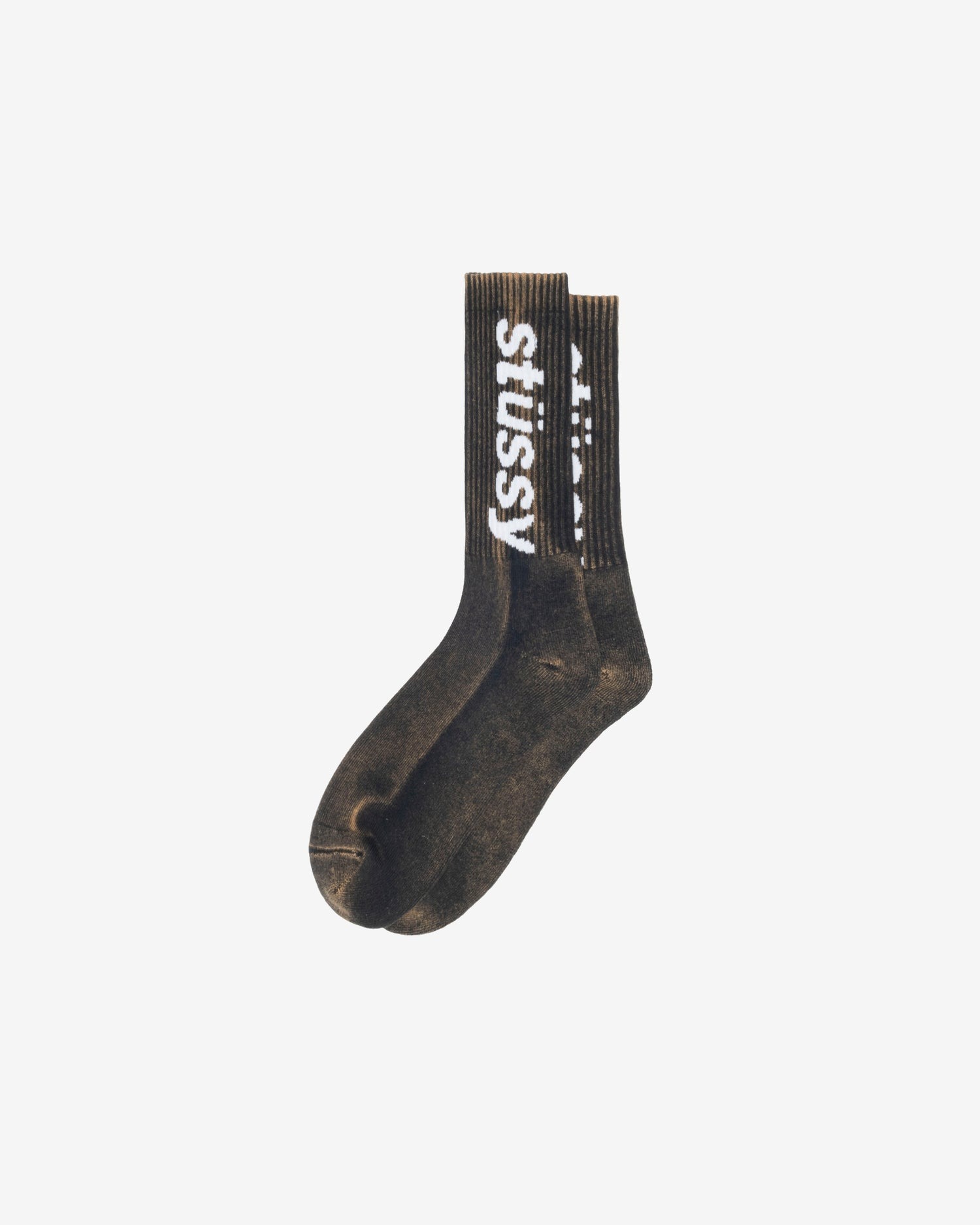 STÜSSY  Washed Helvetica Crew Sock Black