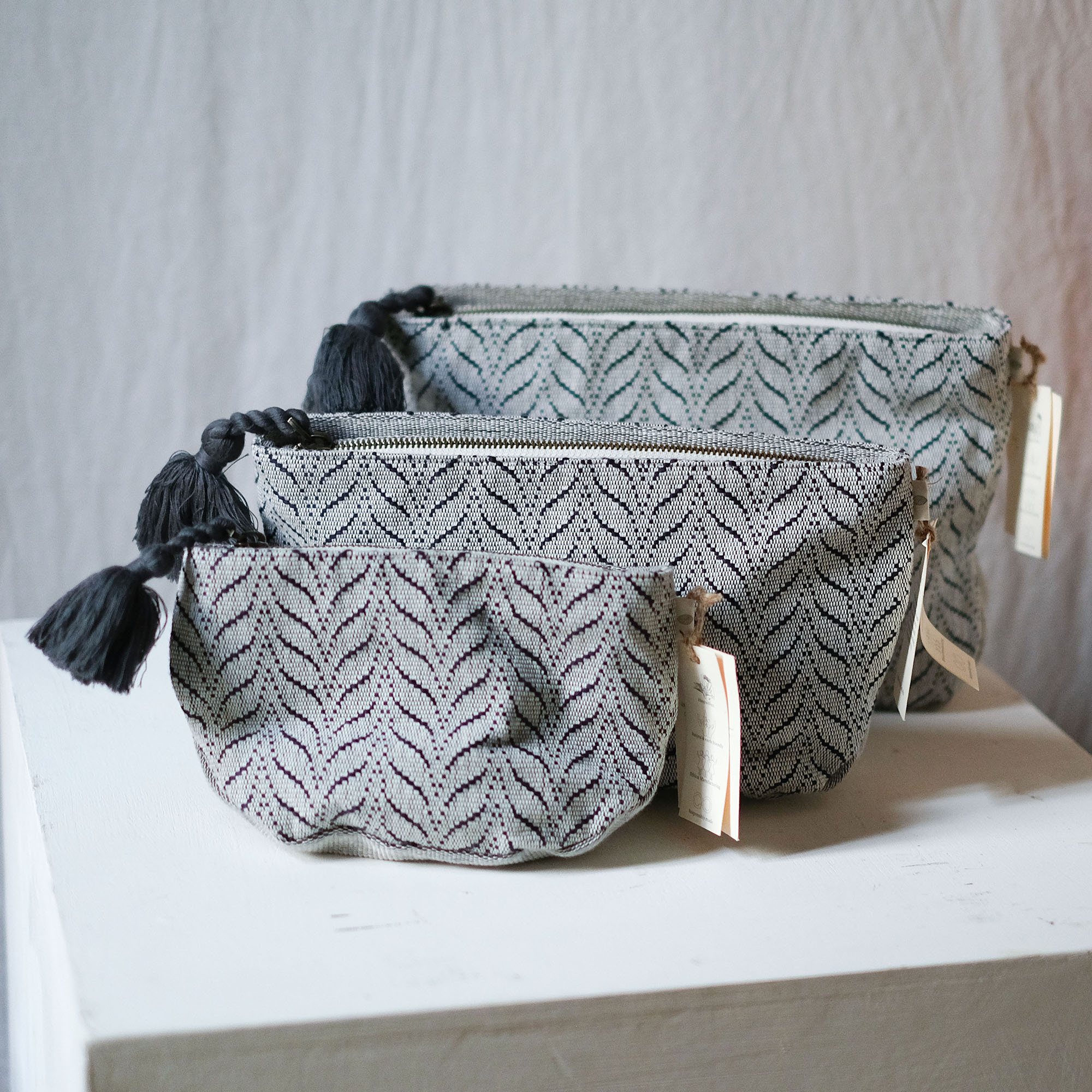 天然染手織布｜收納包 - 葉脈｜ 柬埔寨