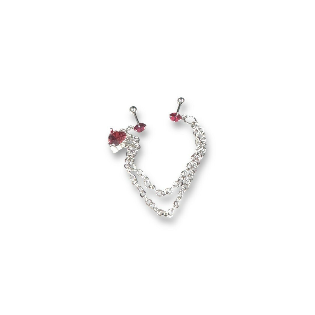 鎖珠-小鋯雙鍊連小鋯吊愛心鋯 3色