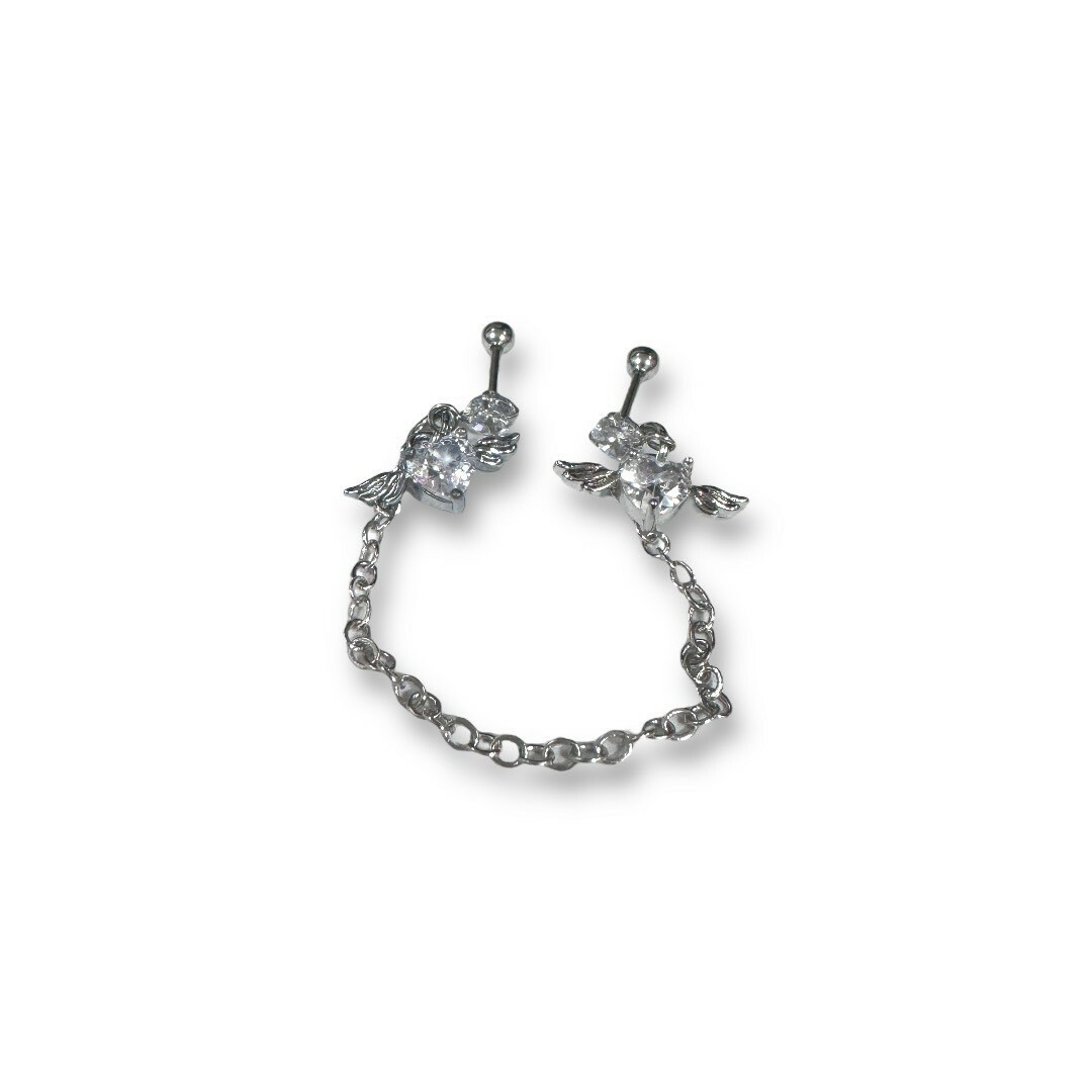 鎖珠-小鋯吊翅膀愛心鋯長垂鍊吊翅膀愛心鋯 2色