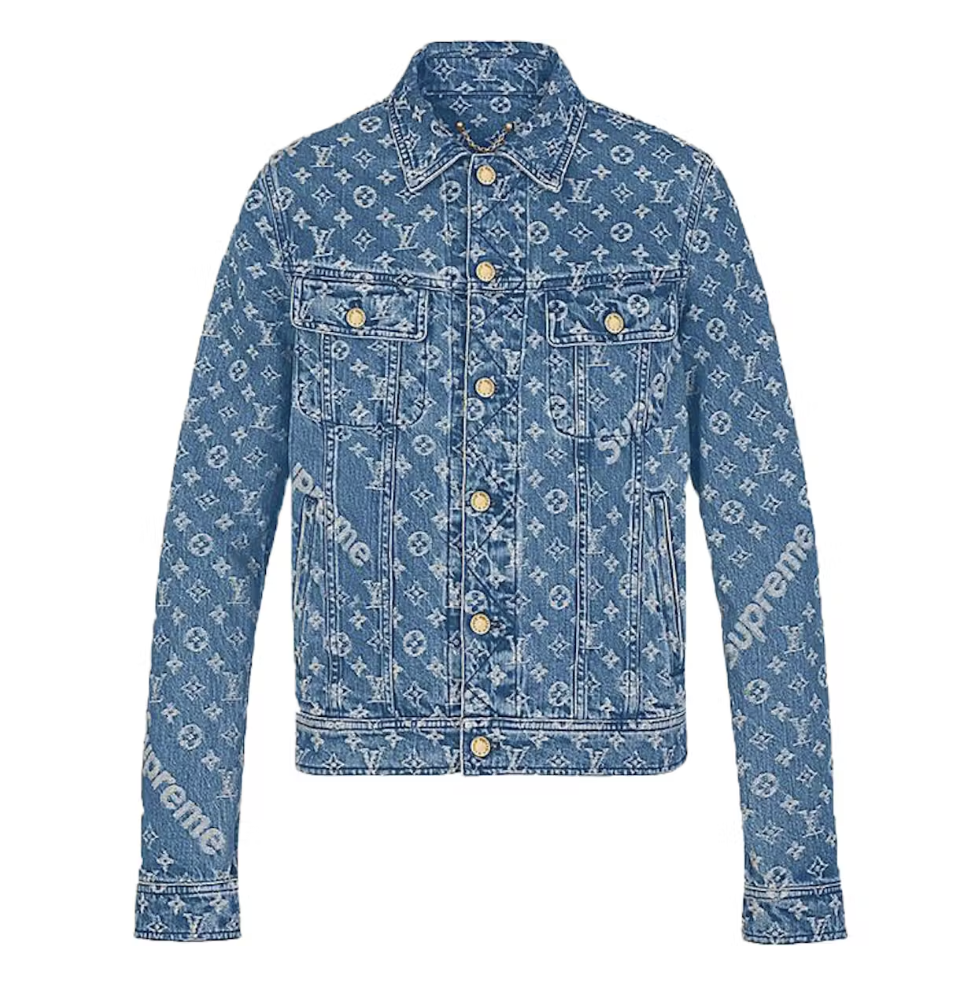 LOUIS VUITTON X SUPREME LV MONAGRAM JCQUARD DENIM TRUCKER JACKET 滿版 丹寧外套