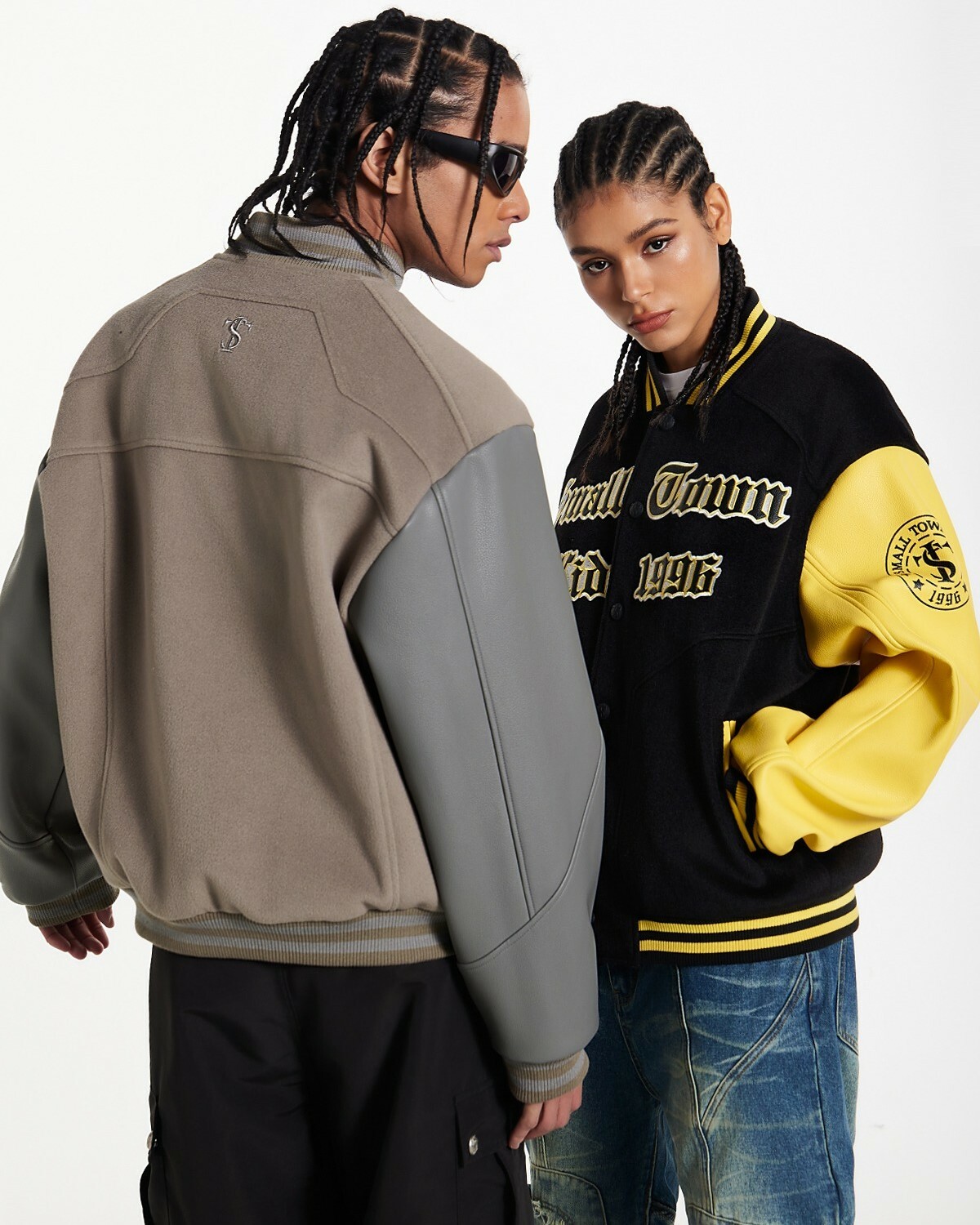 STK SmallTownKid LOGO刺繡 仿皮棒球外套