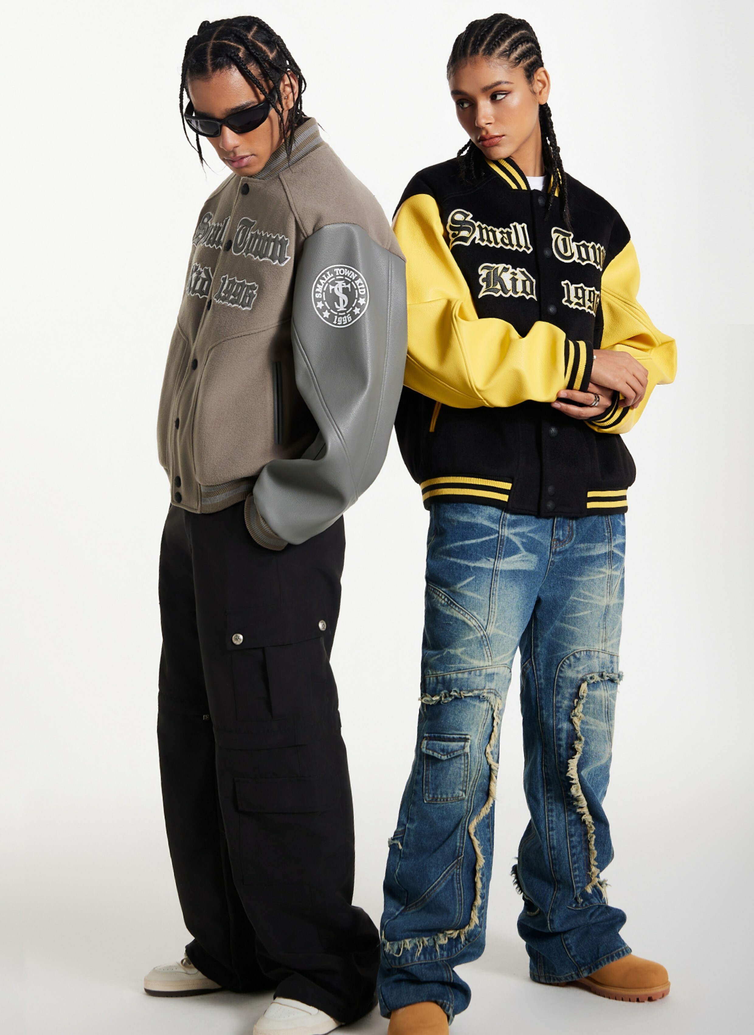 STK SmallTownKid LOGO刺繡 仿皮棒球外套