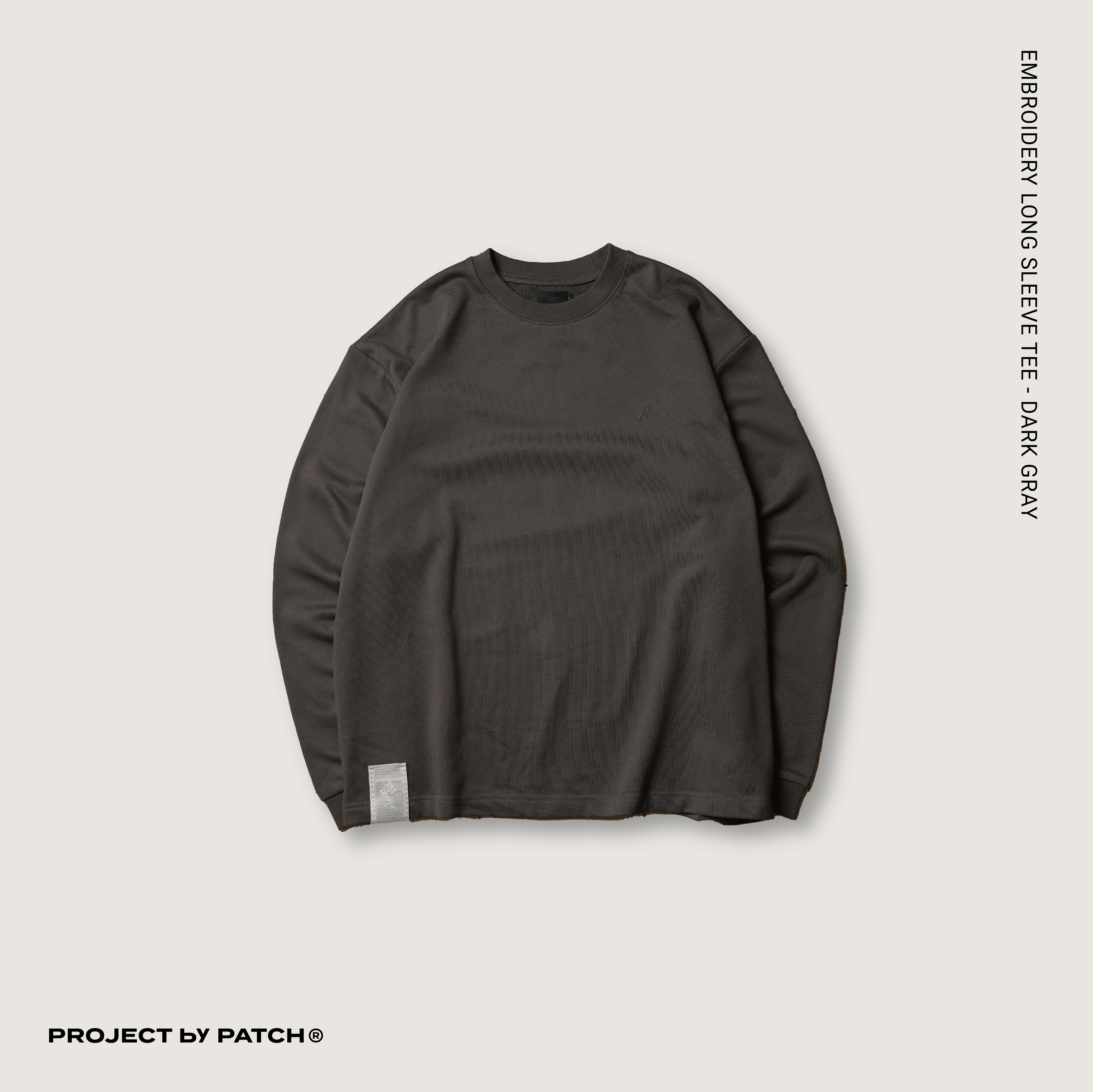 P.B.P - EMBROIDERY LONG SLEEVE TEE  - DARK GRAY