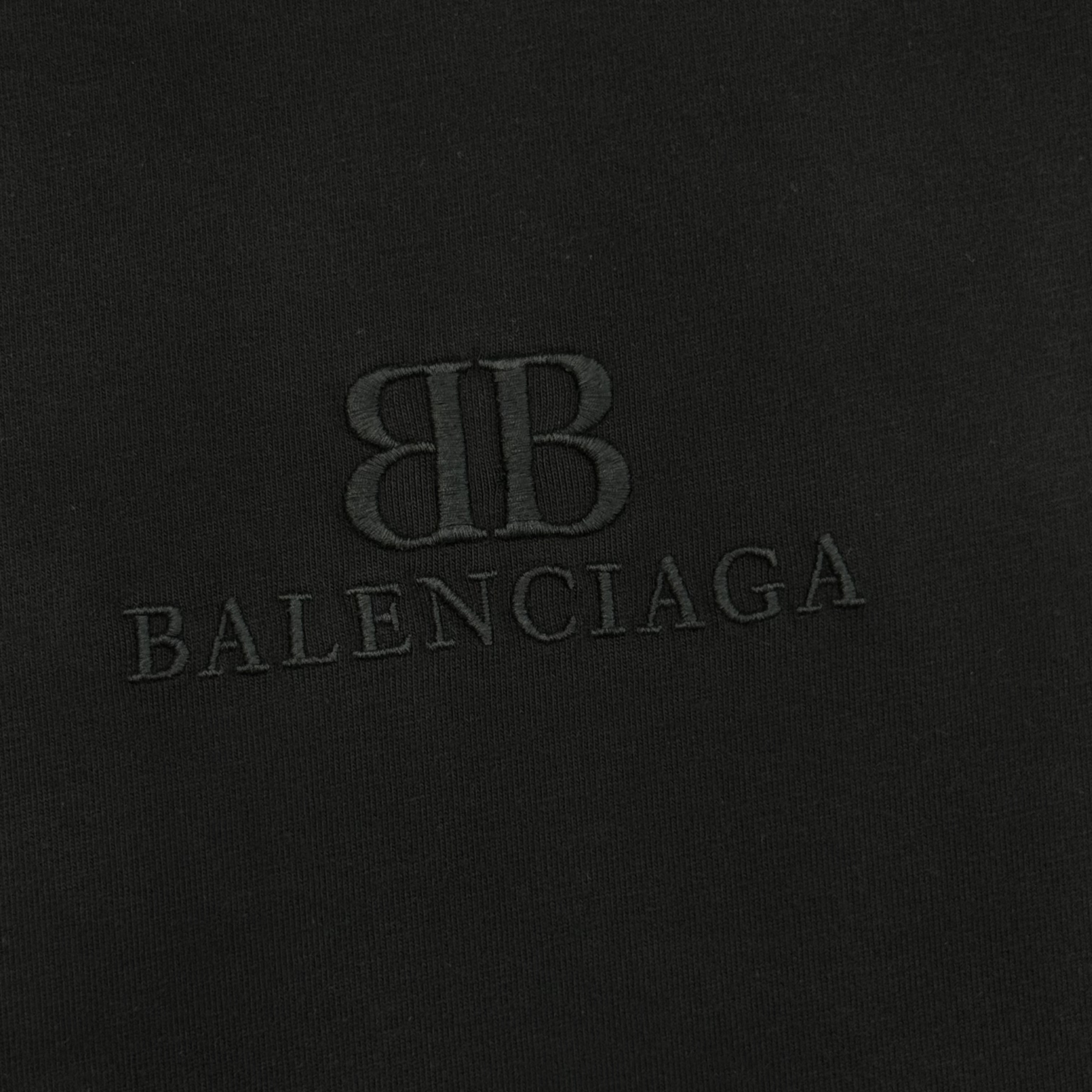 BALENCIAGA 經典雙B刺繡短袖 黑茶/奶油【764235TQVS82020】