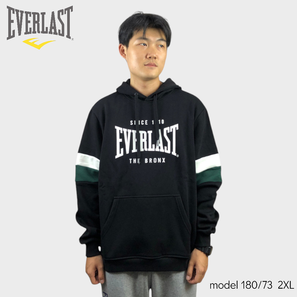 EVERLAST 帽T 黑色 白綠拼接 內刷毛 連帽 T恤 男 4151105120