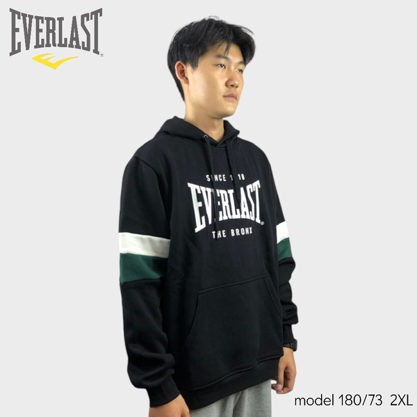 EVERLAST 帽T 黑色 白綠拼接 內刷毛 連帽 T恤 男 4151105120