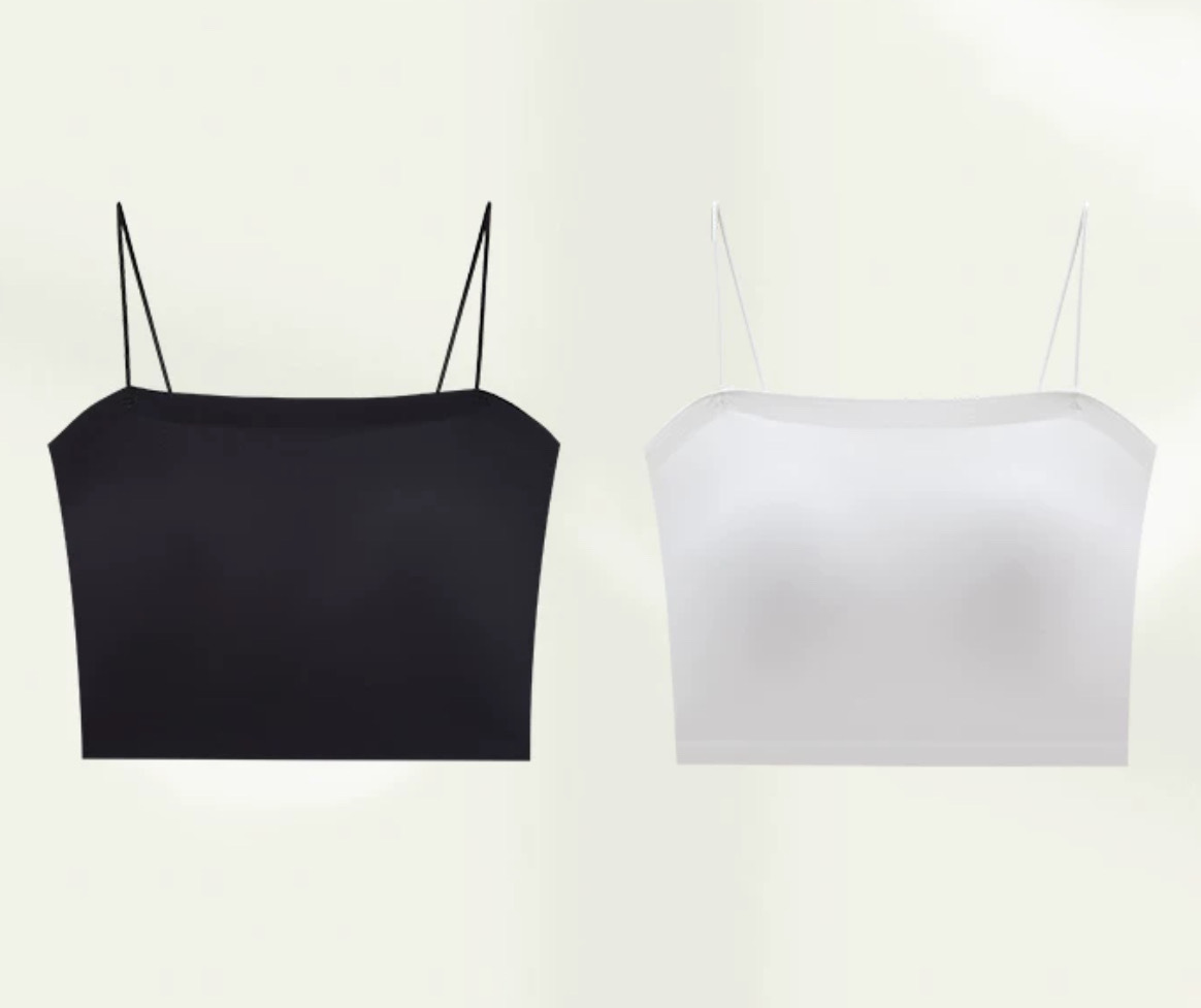 A7闆娘推薦👍🏻高彈細肩帶 無痕內搭平口胸墊小背心（黑/白）