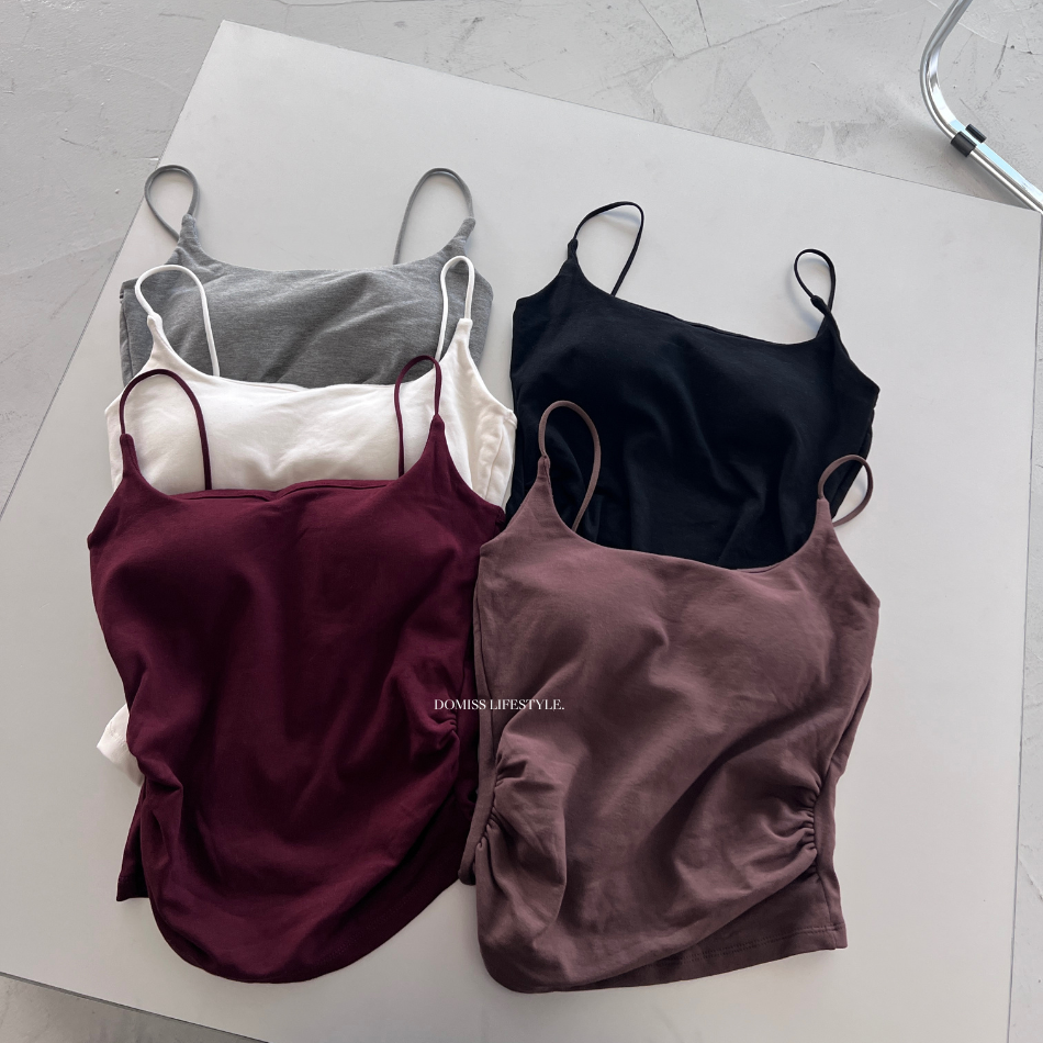 【磨毛背心】DOMISS百搭磨毛抓皺背心-5色 細肩帶 小可愛