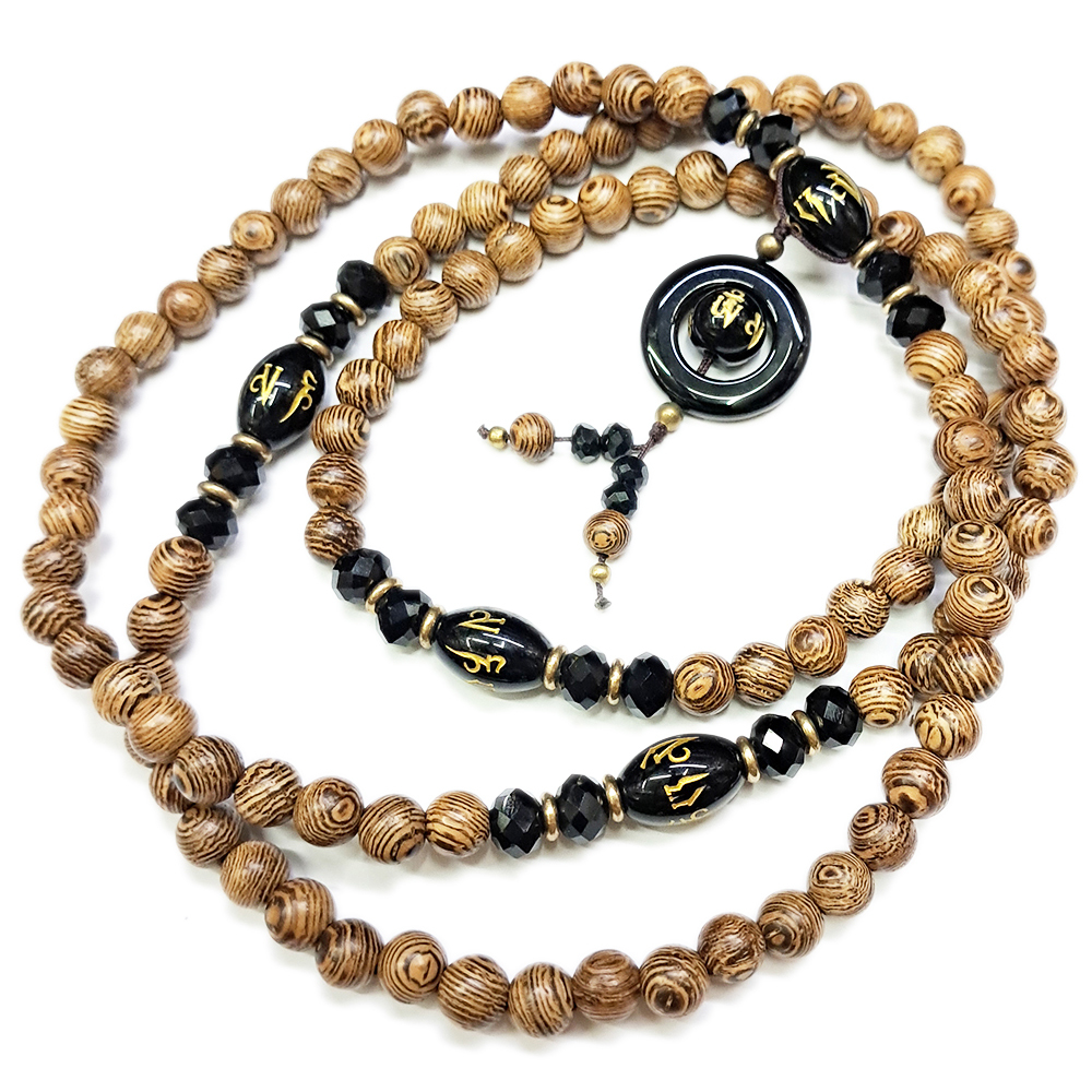 六字真言&雞翅木108念珠6mm【十方】131610