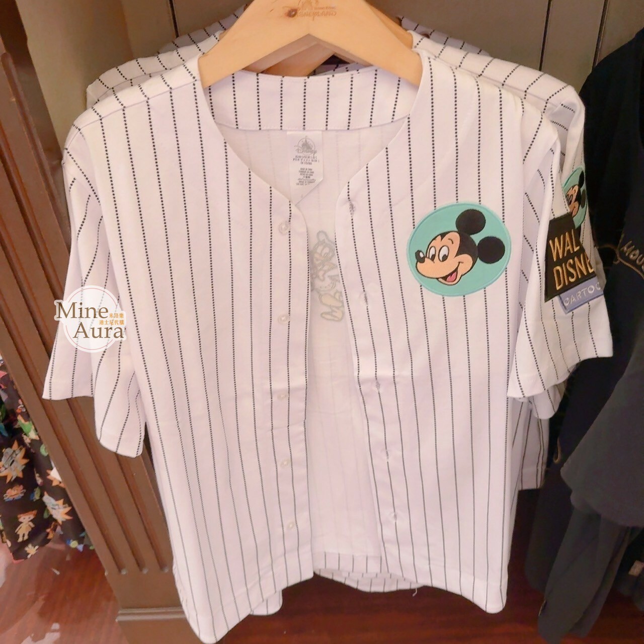 米奇 Mickey 與好朋友 圖案 直條紋 棒球襯衫 上衣 -香港迪士尼樂園
