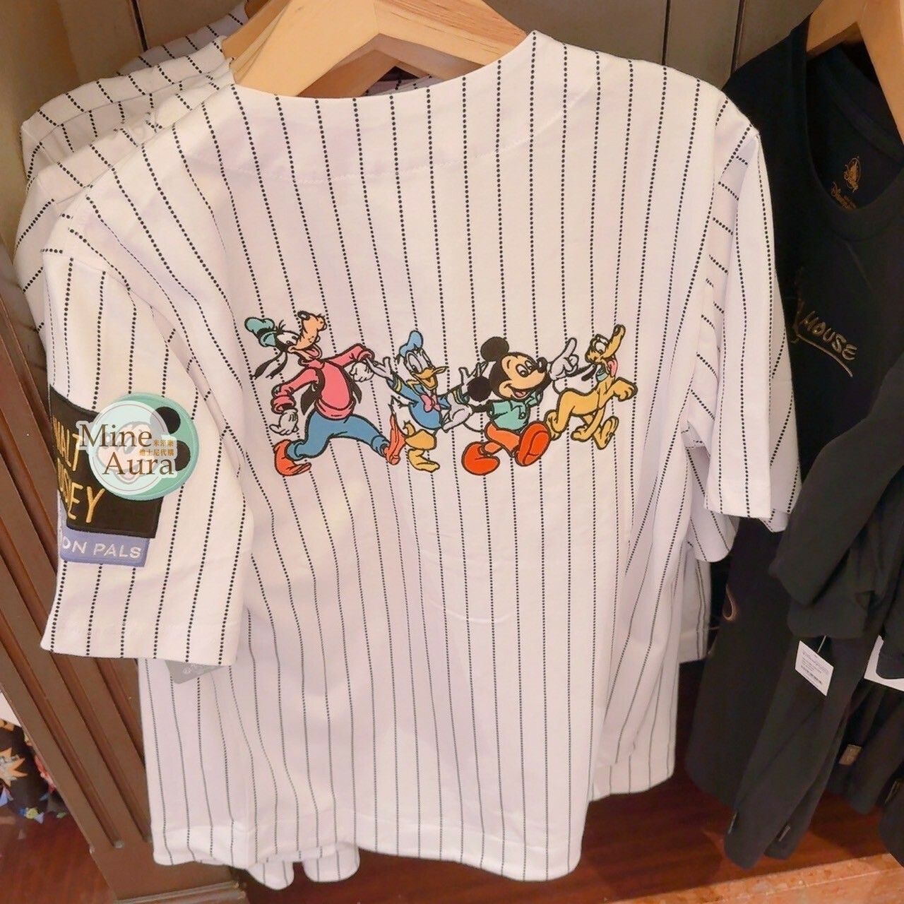 米奇 Mickey 與好朋友 圖案 直條紋 棒球襯衫 上衣 -香港迪士尼樂園