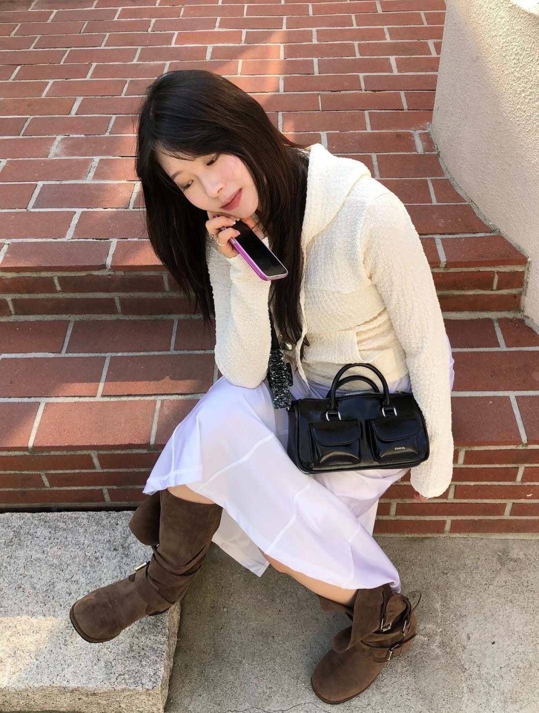 韓國連線🇰🇷Stand oil chubby Half bag 保齡球包 側肩包 復古 皮革/預購