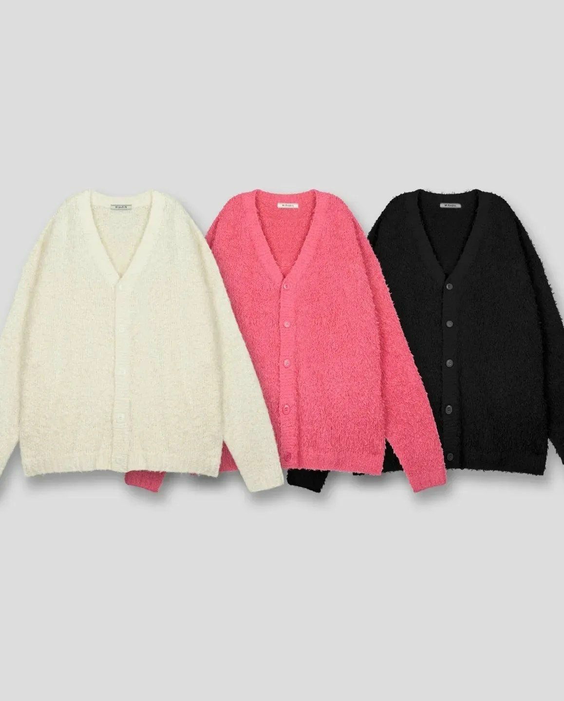 淨色V領開胸針織外套 JK2543