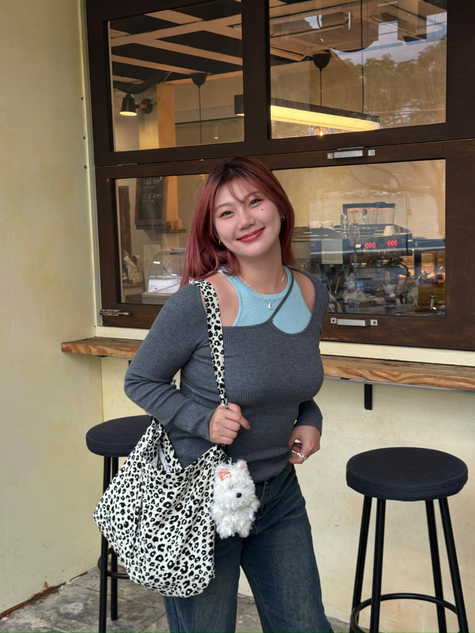 C2韓系豹紋肩背斜背兩用包（深色/米色）