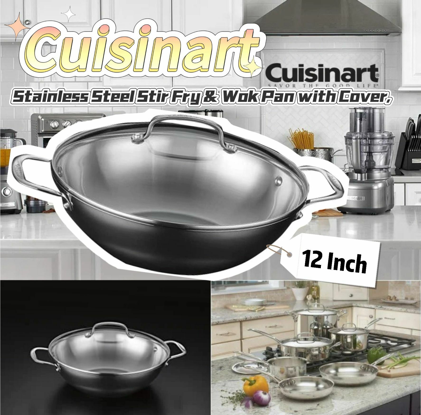 【預購】Cuisinart G102210 不鏽鋼帶蓋炒鍋12寸