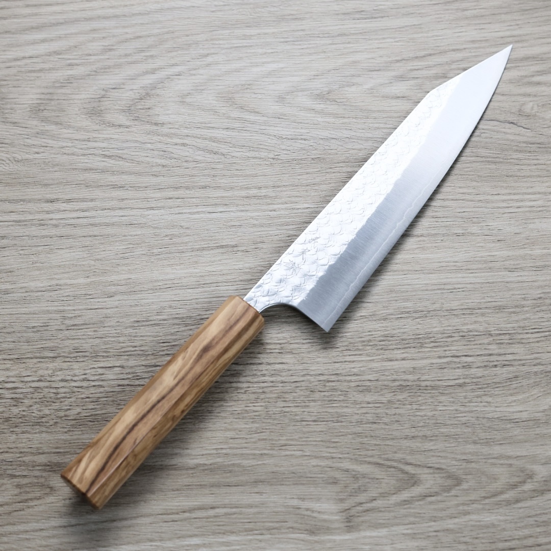 加藤義實 水波 切付牛刀 210mm SG2粉末HSS鋼 橄欖木柄