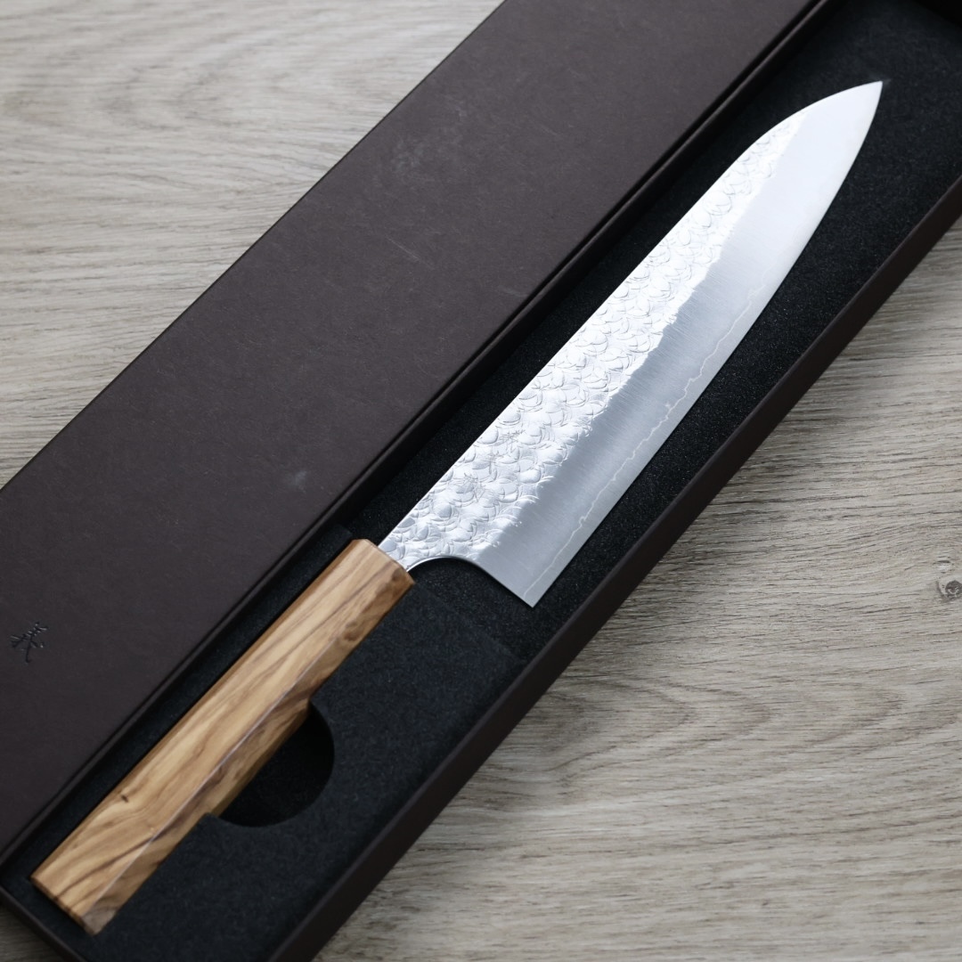加藤義實 水波 牛刀 210mm SG2粉末HSS鋼 橄欖木柄