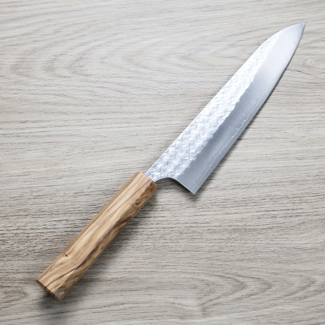 加藤義實 水波 牛刀 210mm SG2粉末HSS鋼 橄欖木柄