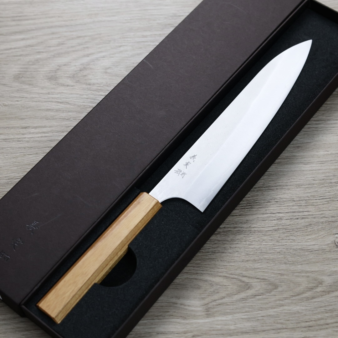 加藤義實 牛刀 210mm 銀三鋼 鍛造/梨地 櫸木柄
